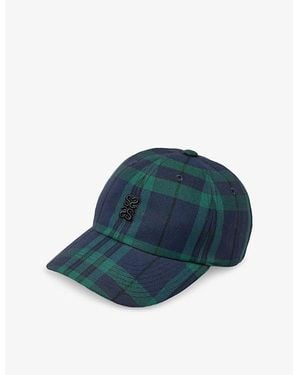 Sandro Logo-Embroidered Checked Woven Cap - Blue