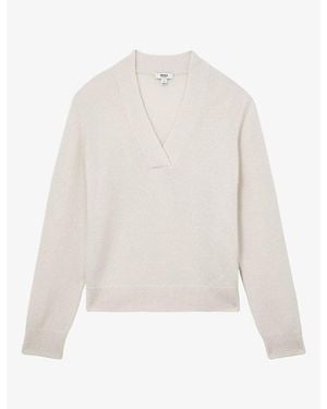 Reiss Blanche Shawl-Neck Cashmere Sweater - White