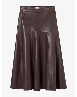 Claudie Pierlot Panelled Mid-Length Leather Skirt - Brown