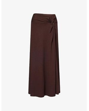 Dissh Hadley Twist Stretch-Woven Midi Skirt - Brown