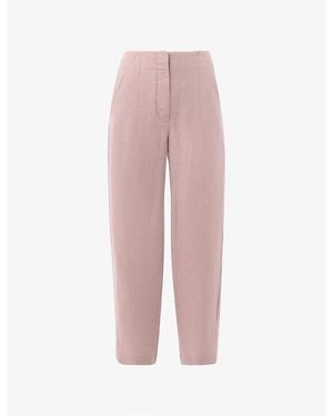 Whistles Barrel-Leg High-Rise Linen Trousers - Pink