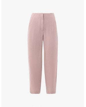 Whistles Barrel-Leg High-Rise Linen Trousers - Pink