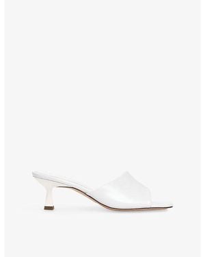 Sandro Square-Toe Leather Heeled Mules - White