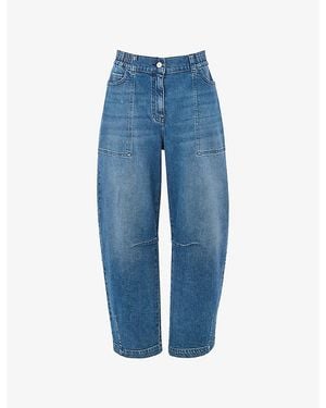 Whistles Barrel Elasticated-Waist Stretch-Denim Jean - Blue