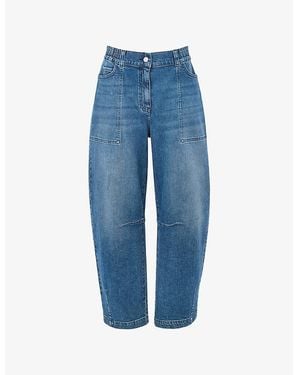 Whistles Barrel Elasticated-Waist Stretch-Denim Jean - Blue