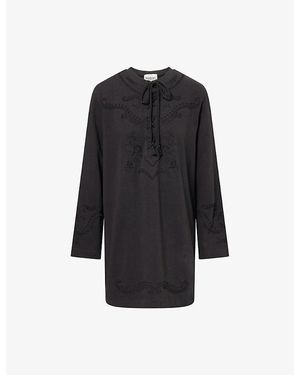 Isabel Marant Elka Embroidered Cotton Mini Dress - Black