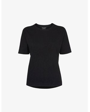 Whistles Emily Round-Neck Cotton T-Shirt - Black