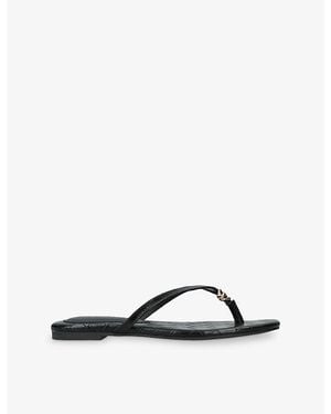 Steve Madden Maliyah Flat Leather Sandals - Black