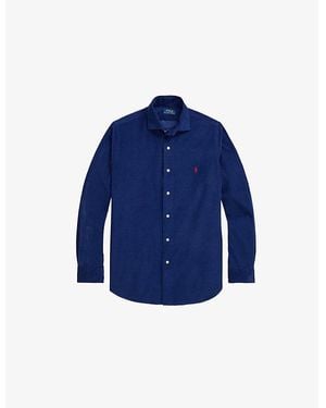 Polo Ralph Lauren Logo-Embroidered Custom-Fit Cotton-Corduroy Shirt - Blue