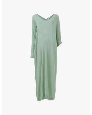eem Asymmetric Neck Stretch-Knit Maxi Dress - Green