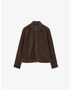 AllSaints Rhone Collared Suede Jacket - Brown