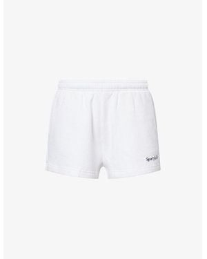 Sporty & Rich Disco Logo-Print Cotton-Jersey Shorts - White