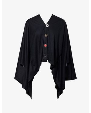 Junya Watanabe Button Draped Wool T-Shirt - Black
