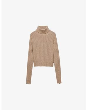 Prada Turtleneck Ribbed Cashmere Jumper - Natural