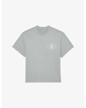 Reiss Clement Branded-Print Cotton-Jersey T-Shirt - Grey