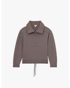 Reiss Laney Half-Zip Jersey Sweatshirt - Brown