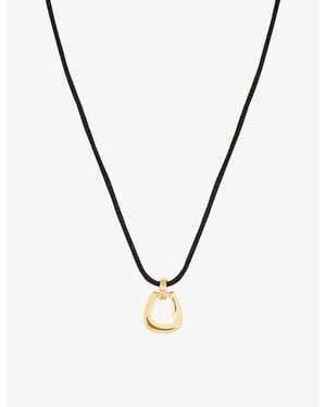Astrid & Miyu Horseshoe Hardware Pendant 18Ct-Plated Brass Cord Necklace - Metallic