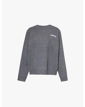 ADANOLA Varsity Oversized Stretch-Knit Sweater - Gray