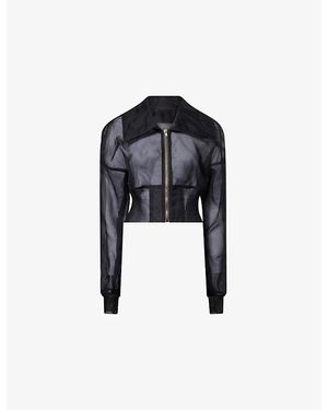 Rick Owens Dracucollar Cropped Sheer Bomber Jacket - Black