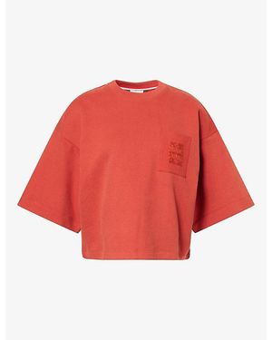 Emello Brand-Embroidered Short-Sleeve Cotton Top