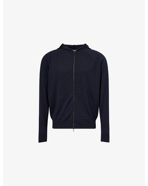 John Smedley Carty Zip-Up Merino-Wool Hoody - Blue
