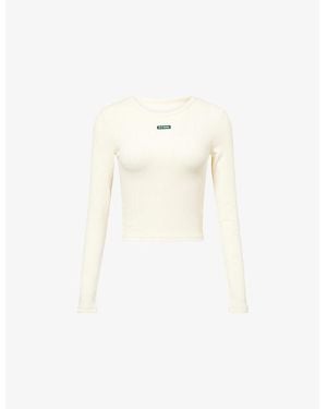 Ru & Rocka Logo-Patch Ribbed Cotton Top - White