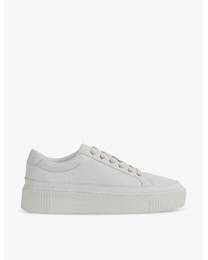 Reiss Leanne Grained-Leather Low-Top Sneakers - Gray