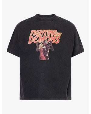 Not Boring Fighting My Demons Graphic-Print Cotton T-Shirt - Black