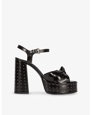 The Kooples Stud-Embellished Leather Heeled Sandals - Black