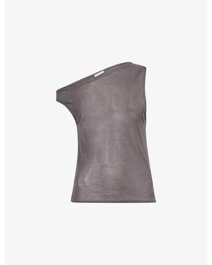 St. Agni One-Shoulder Asymmetric Jersey Top - Gray