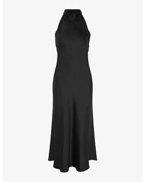 OMNES Seychelles Halterneck Satin Maxi Dress - Black