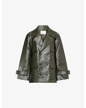 Frankie Shop Stanton Croc Faux-Leather Jacket - Green