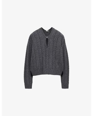 Loewe Keyhole Cable-Knit Wool Jumper - Blue