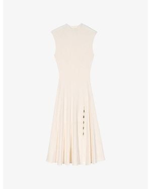 Maje Ribbed High-Neck Stretch-Knit Midi Dress - White