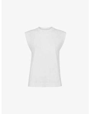 Whistles Edie Round-Neck Sleeveless Cotton Vest - White