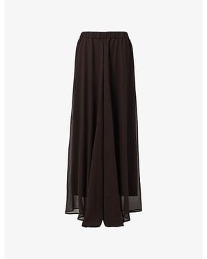 eem Elasticated-Waist Wide-Leg Woven Pants - Black