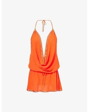 Jaded London Tatiana Backless Woven Mini Dress - Orange