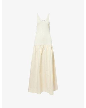 Frankie Shop Iliya Drop Waist Cotton Blend Maxi Dress - White
