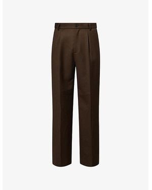 Dries Van Noten 2045 Pleated Wool Trousers - Brown