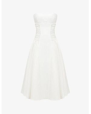 House Of Cb Georgiana Slim-Fit Strapless Stretch-Cotton Midi Dress - White