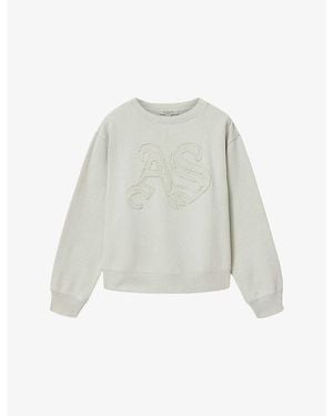 AllSaints Pippa Snarl Logo-Embroidered Cotton Sweatshirt - White