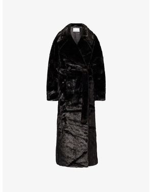 Frankie Shop Joni Notched-Lapel Faux-Fur Coat - Black