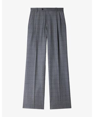 Sandro Rhinestone Check Wool Trousers - Grey