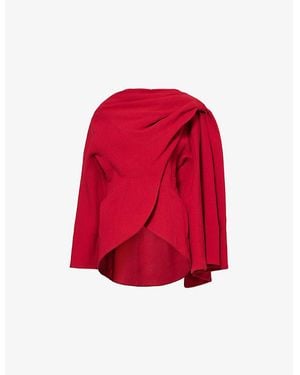 Mugler Scarf Curved-Hem Wool Jacket - Red