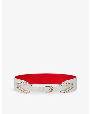 Christian Louboutin Cabata Spike Leather Belt - Red