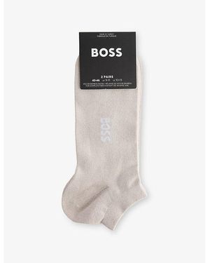 BOSS Logo Bamboo Pack Of Two Stretch-Woven Socks - Brown