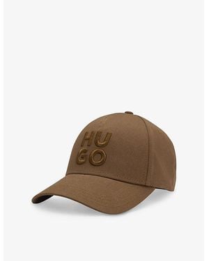 HUGO Logo-Embroidered Cotton Baseball Cap - Brown
