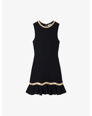 Sandro Metallic-Trim Sleeveless Knitted Mini Dress - Black