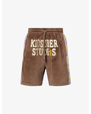 Kidsuper Stars-Appliqué Velour Shorts - Brown