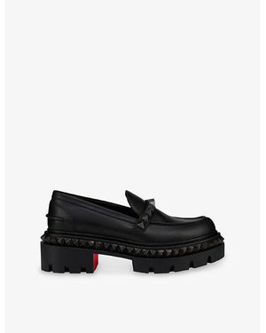 Christian Louboutin St Roch Pyraclou Flat Leather Loafers - Black